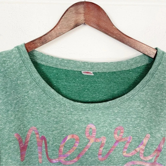 Holiday Time Women’s Merry Christmas Lightweight Terry Sweatshirt Size XL - Picture 10 of 11